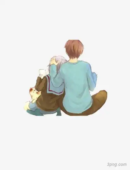 依偎的情侣png素材透明免抠图片-动植人物