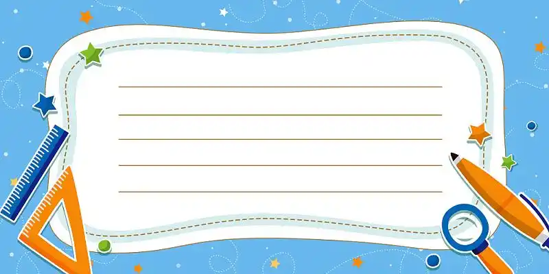 蓝色卡通手绘开学季家长会说课开学卡通学习工具边框展板背景家长会