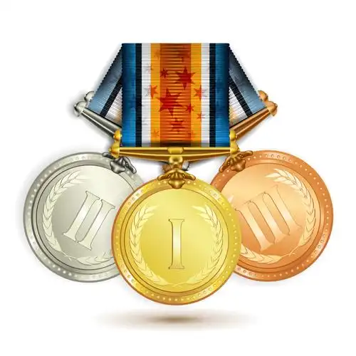 精美金银铜奖牌设计矢量图