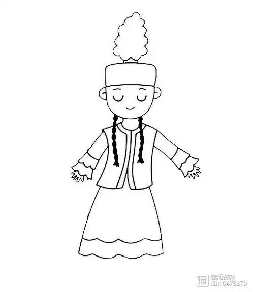 【简笔画】新疆姑娘简笔画 分步画法