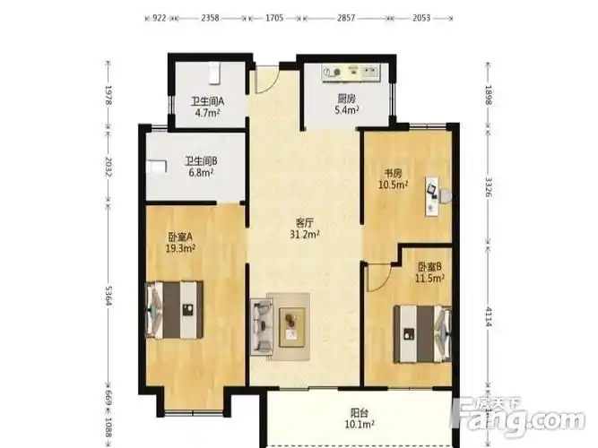 35平,武汉汉阳七里庙招商樾望二手房 三室 - 房天下
