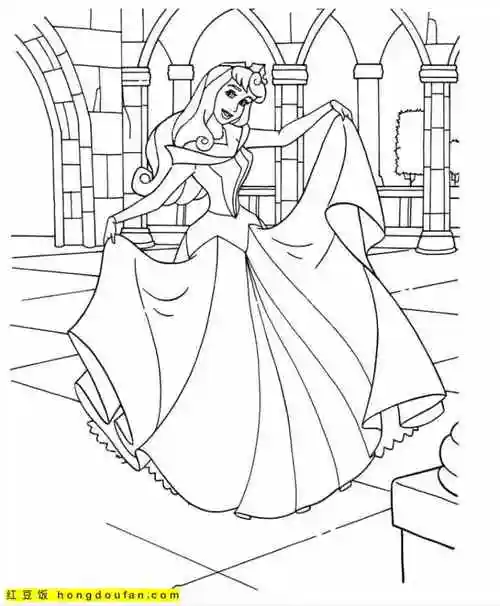 10张优雅迷人的睡美人公主卡通涂色图片-红豆饭小学生简笔画大全