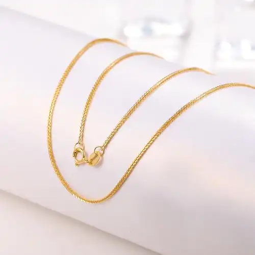 18k金项链女士正品真金素链子彩金万能锁骨链珠宝au750黄金肖邦链