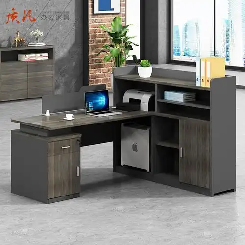 质凡员工办公桌带柜职员桌3米干字型八人位