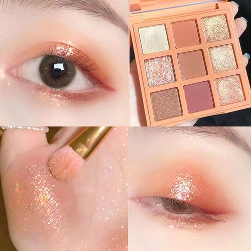 李佳眼影ins超火大地粉色闪粉亮片珠光懒人眼影