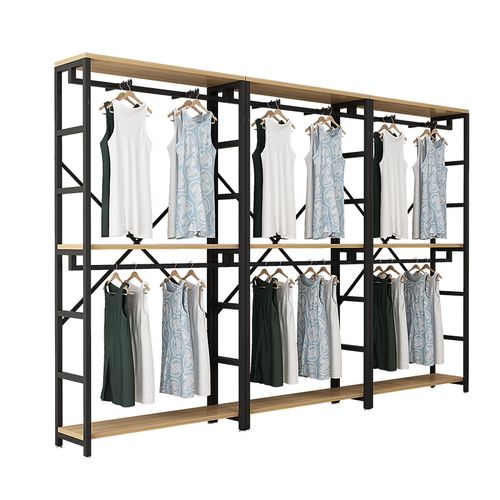 服装店展示架双层落地式组合挂衣架子挂衣杆男女装装饰货架展示柜