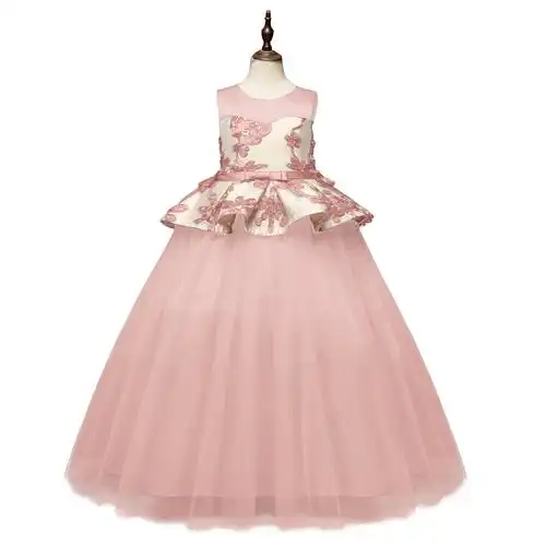 跨境款式亚马逊女童公主裙礼服花童长裙儿童婚纱连衣裙一件代发