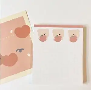 现货| 韩国 可爱小熊 桃子ins 网格便签本 便签分装