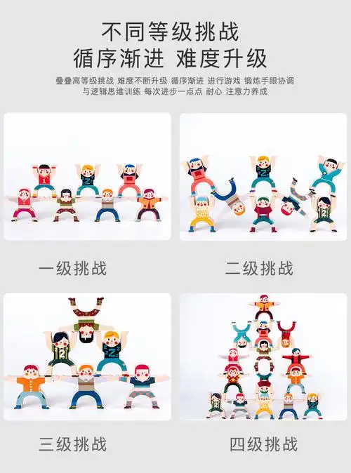 儿童大力士叠叠乐平衡叠叠高桌面diy游戏亲子积木制解压玩具