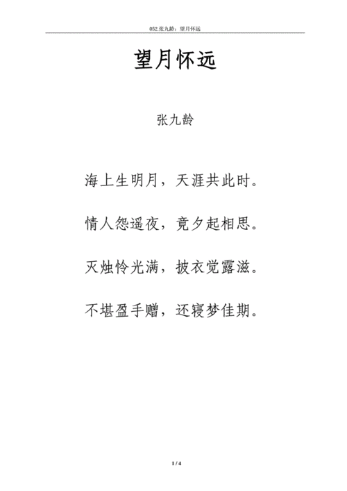 唐诗望月怀远拼音和解释整理docx4页