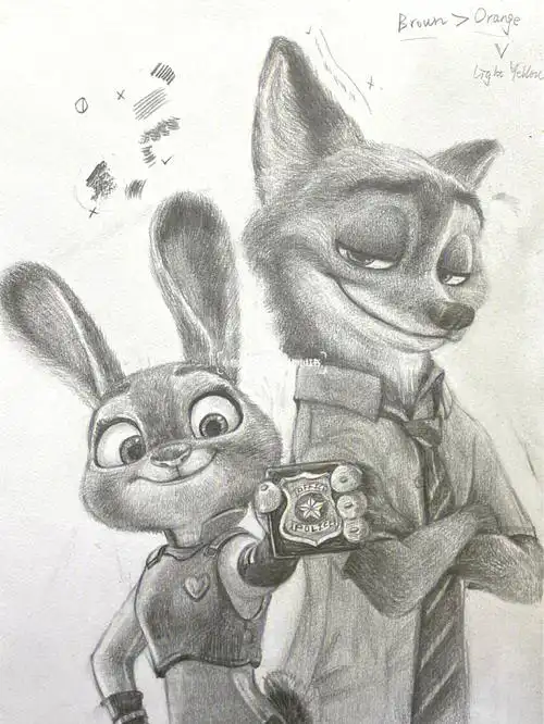 少儿素描示范疯狂动物城第二个案例10岁