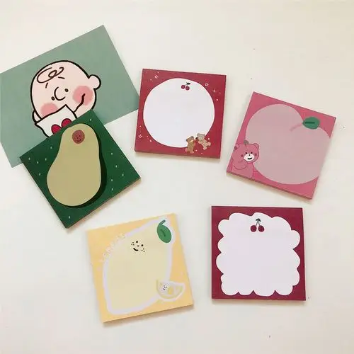 自制ins风牛牛油樱桃爱心便签本有粘性便利留言条便签本