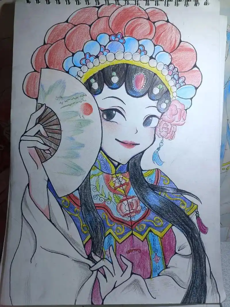 戏曲花旦简笔画 #作品分享 - 抖音