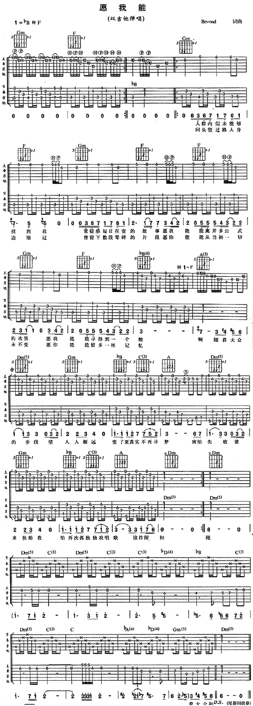 愿我能吉他谱图-beyond