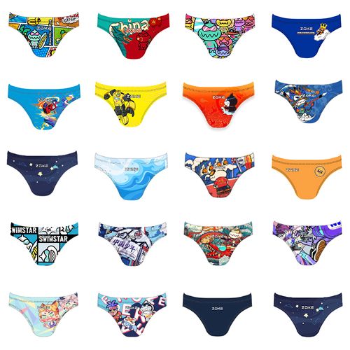 洲克zoke 儿童三角游泳裤 卡通 青少年竞速训练比赛游泳裤男童