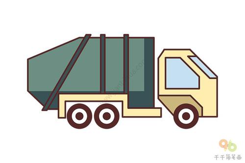 垃圾车简笔画步骤教程