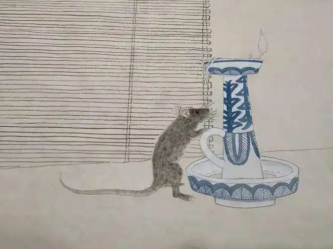 书画联盟丨工笔画《老鼠偷油》示范
