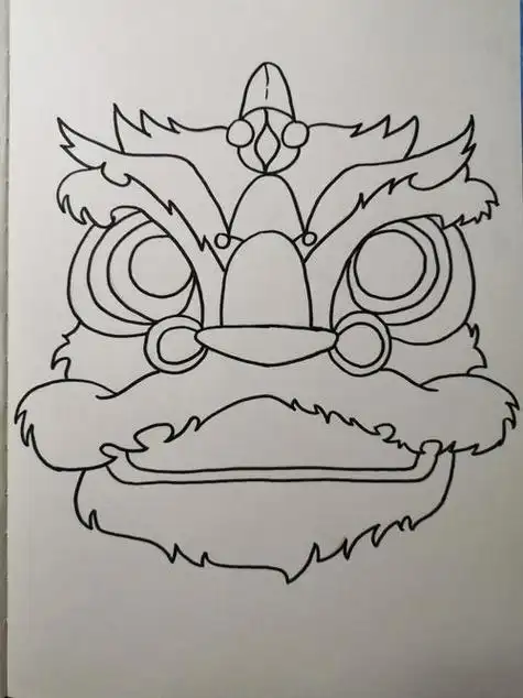 舞狮彩铅简笔画