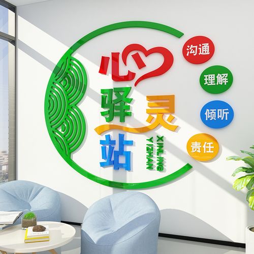心理咨询室布置装饰心灵驿站辅导班留守儿童文化墙贴亚克力墙贴