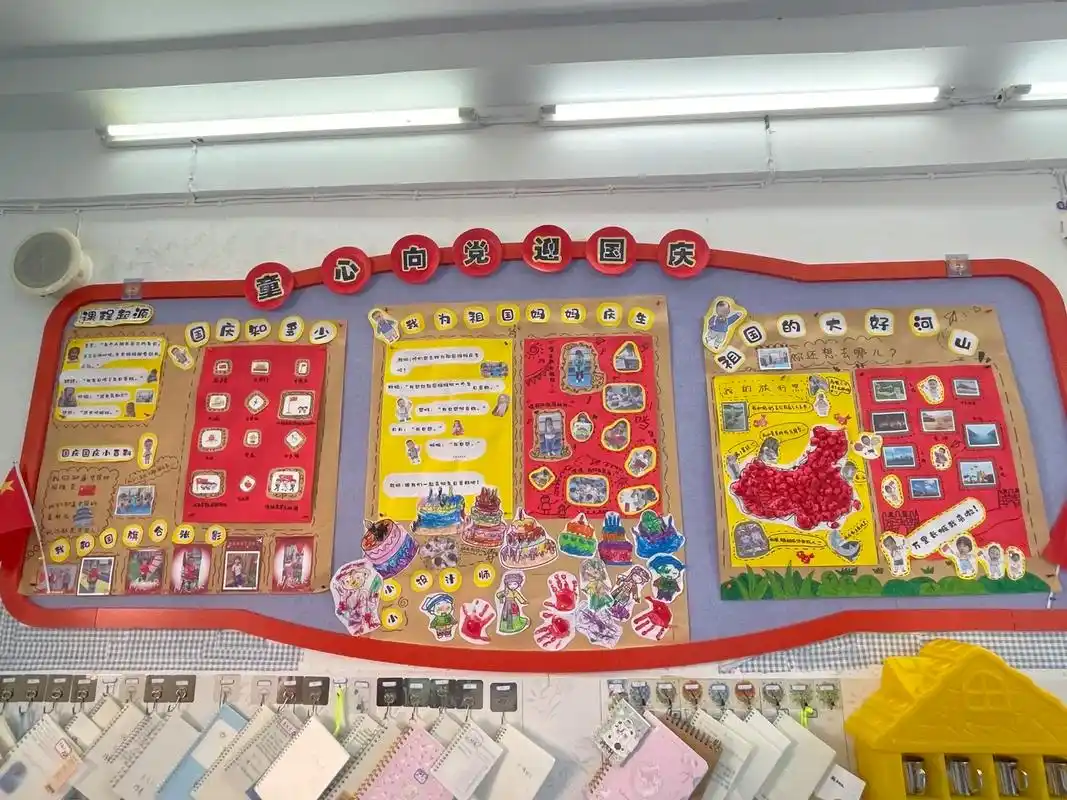 小五班:国庆节日课程《童心向党迎国庆》#环创素材 #幼儿园系 - 抖音