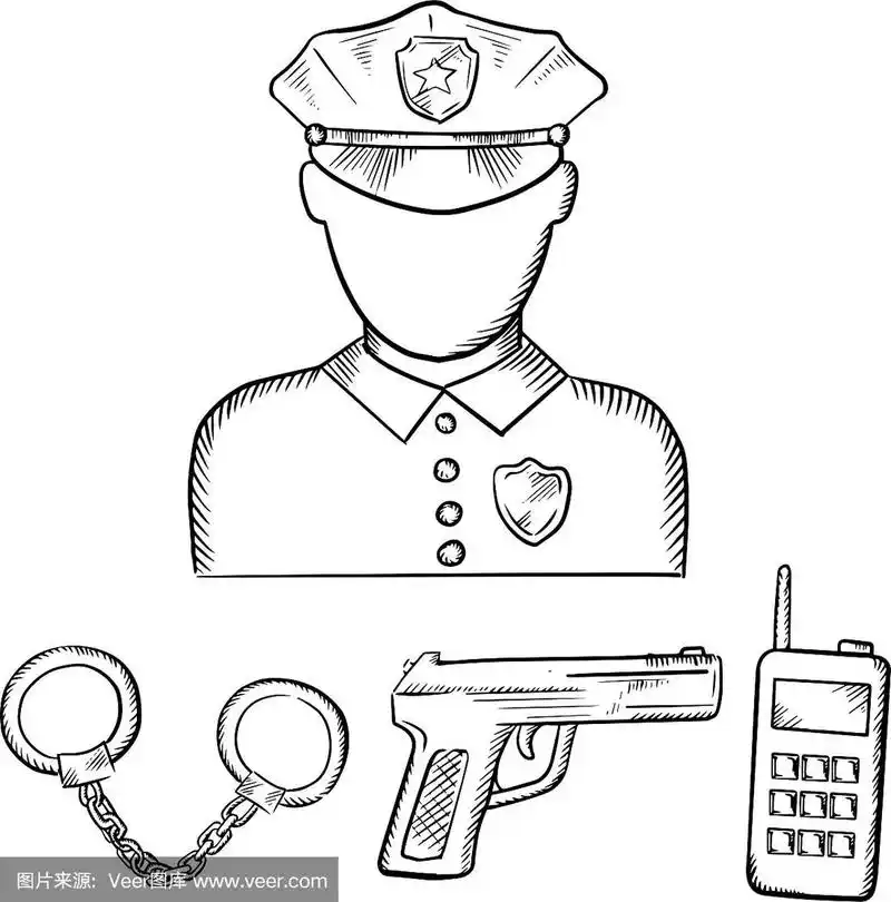 带着手铐和枪的警察