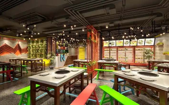 网红火锅串串店装修设计案例效果图