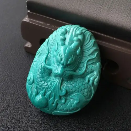 天然绿松石入云龙吊坠