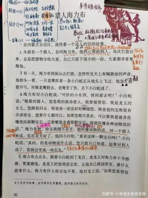 最新5年级上册语文第9课《猎人海力布》详细笔记