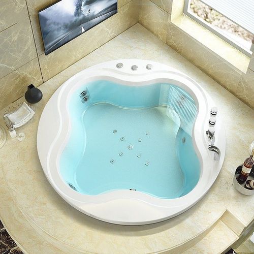 圆形嵌入式浴缸冲浪按摩亚克力双人情侣大浴池1.5m 1.6 1.8米