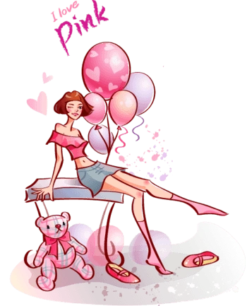 卡通手绘幸福小女人