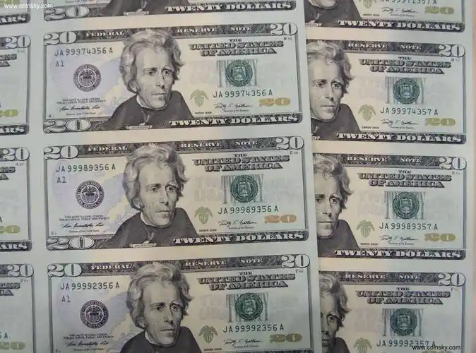 钱币天堂·交易区详情·(全新美金连体钞)20元美金16连体钞两张