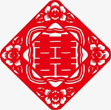 png圆形矢量囍字素材图png喜字元素矢量素材png创意喜庆猪年新年剪纸