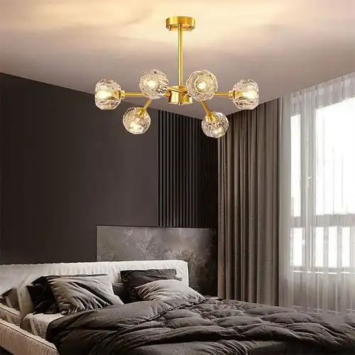 辛羽客厅吊灯现代简约水晶吊灯轻奢北欧灯具后现代分子全铜卧室餐