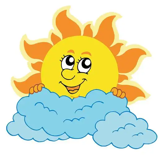 可爱的卡通太阳与云彩
