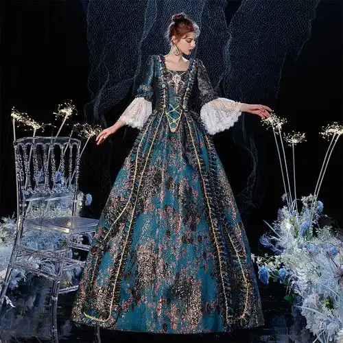 花色法式风宫廷女装写真茶会洛丽塔写真年会影楼主持华丽演出礼服