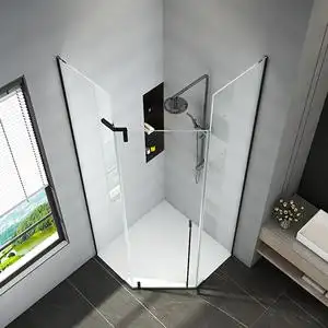 钻石型淋浴房浴室干湿分离隔断加高到顶卫生间玻璃移门洗澡间浴屏