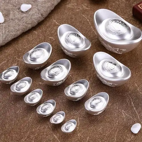 实心_银元宝999纯银实心银锭10500克白银投资摆件足银条理财送礼元宝