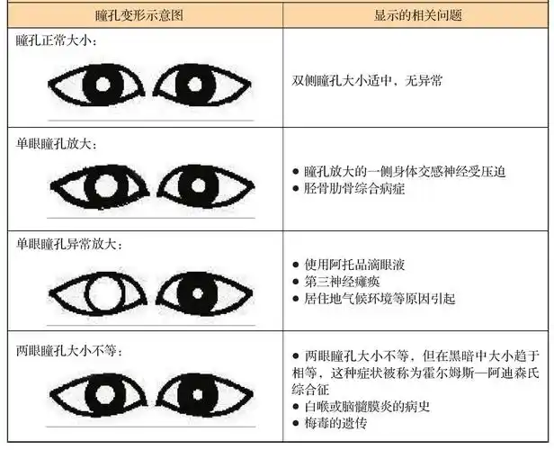 瞳孔大小与相关临床问题