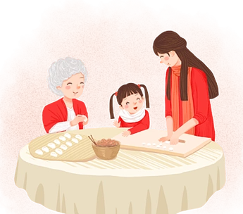 过年新年元旦2019全家人包饺子