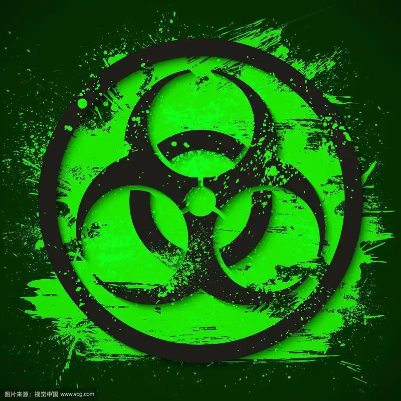 绿色黏液背景上的生物危害危险标志