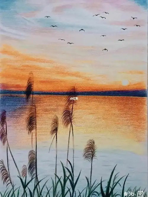 临摹彩铅风景画