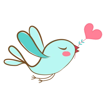 卡通手绘叼爱心的鸽子