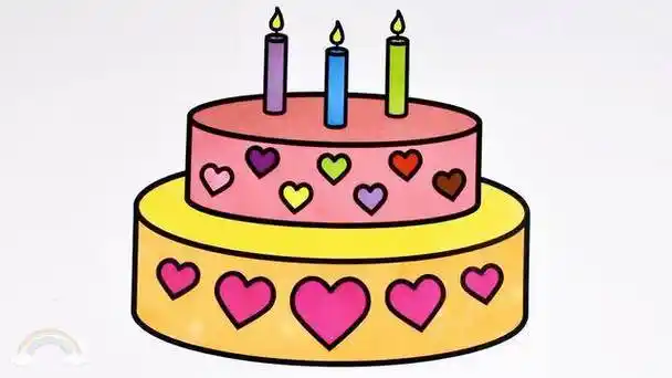 生日蛋糕简笔画 生日蛋糕简笔画带颜色 - 水彩迷