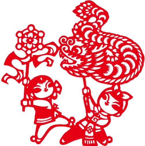 剪纸福娃舞龙图片
