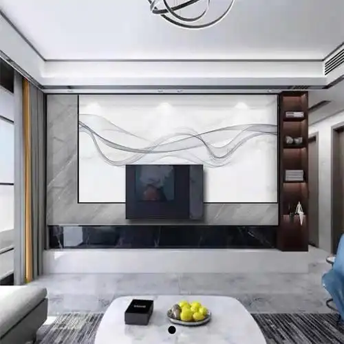 现代简约石材悬空背景墙沙发床头酒店岩板人造石