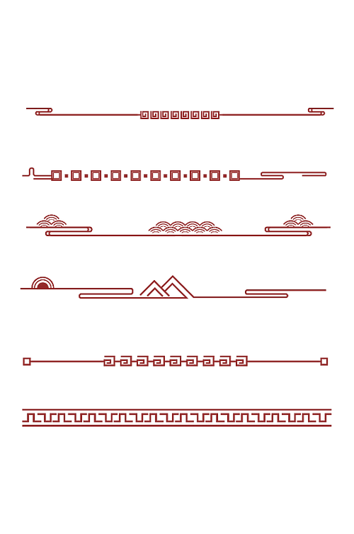 中国风古典祥云纹山纹花纹花边边框分割线