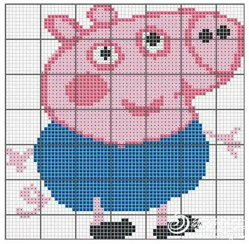 小猪佩琪与乔治儿童棒针圆领卡通图案毛衣