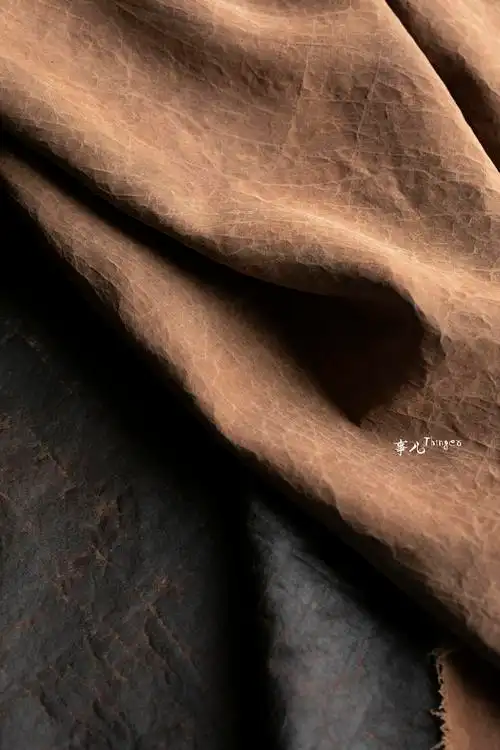 真丝事儿香云面料100龟裂裂纹莨绸设计师布料海绵垫