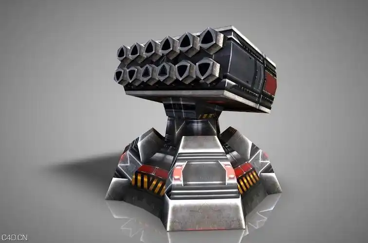 34个游戏塔防炮台c4d模型battery