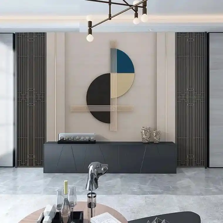 北欧电视背景墙壁纸 现代简约客厅壁布 轻奢风几何线条影视墙布 - 抖